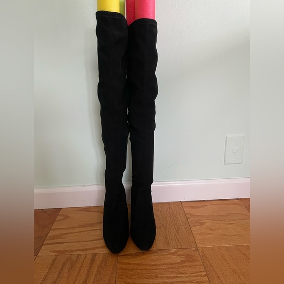 Steve Madden black knee high boots in stretchy suede - Picture 2 of 15